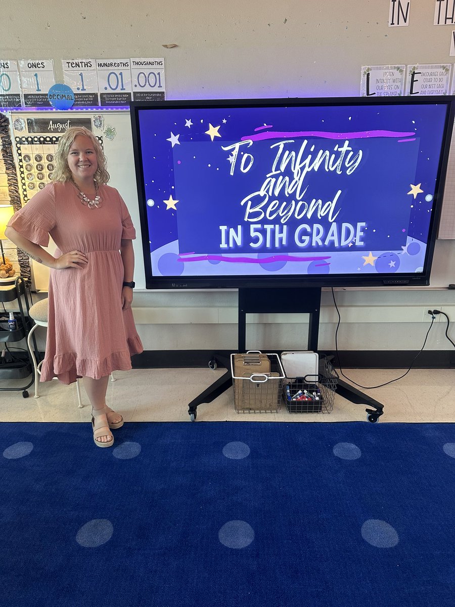 feelyinfifth's tweet photo. Here’s to the start of year 8! Can’t wait to see what this school year brings! Loved meeting my kiddos tonight at Open House!

To ♾️ and Beyond 🚀💫 8th Year Activated 👩🏼‍🚀 https://t.co/UgbKSvzyAc