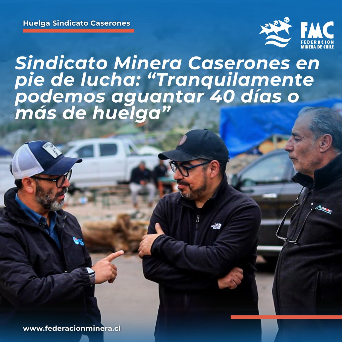 fedeminerachile's tweet photo. ⚠️ Sindicato Minera Caserones está en huelga desde el 12 de agosto. Exigen mejoras en sueldos y bonos ante la falta de flexibilidad de Lundin Mining. El presidente de la FMC, Felipe Román, apoyó a los trabajadores en el campamento, destacando la huelga como herramienta clave. https://t.co/ReS8MTRxUC