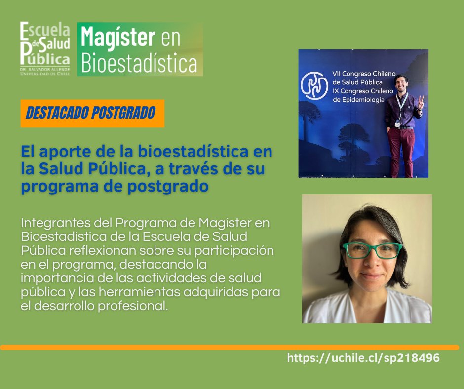 ESP U. de Chile (@esp_uchile) on Twitter photo 🟢 Atención! ya están abiertas las postulaciones al Magíster en Bioestadística <a href="/uchile/">Universidad de Chile</a>
➡️Revisa toda la información relevante en nuestra web uchile.cl/sp98891
🟢Y conoce las experiencias de integrantes del programa en esta nota de prensa uchile.cl/sp218496 🟢 Atención! ya están abiertas las postulaciones al Magíster en Bioestadística <a href="/uchile/">Universidad de Chile</a>
➡️Revisa toda la información relevante en nuestra web uchile.cl/sp98891
🟢Y conoce las experiencias de integrantes del programa en esta nota de prensa uchile.cl/sp218496