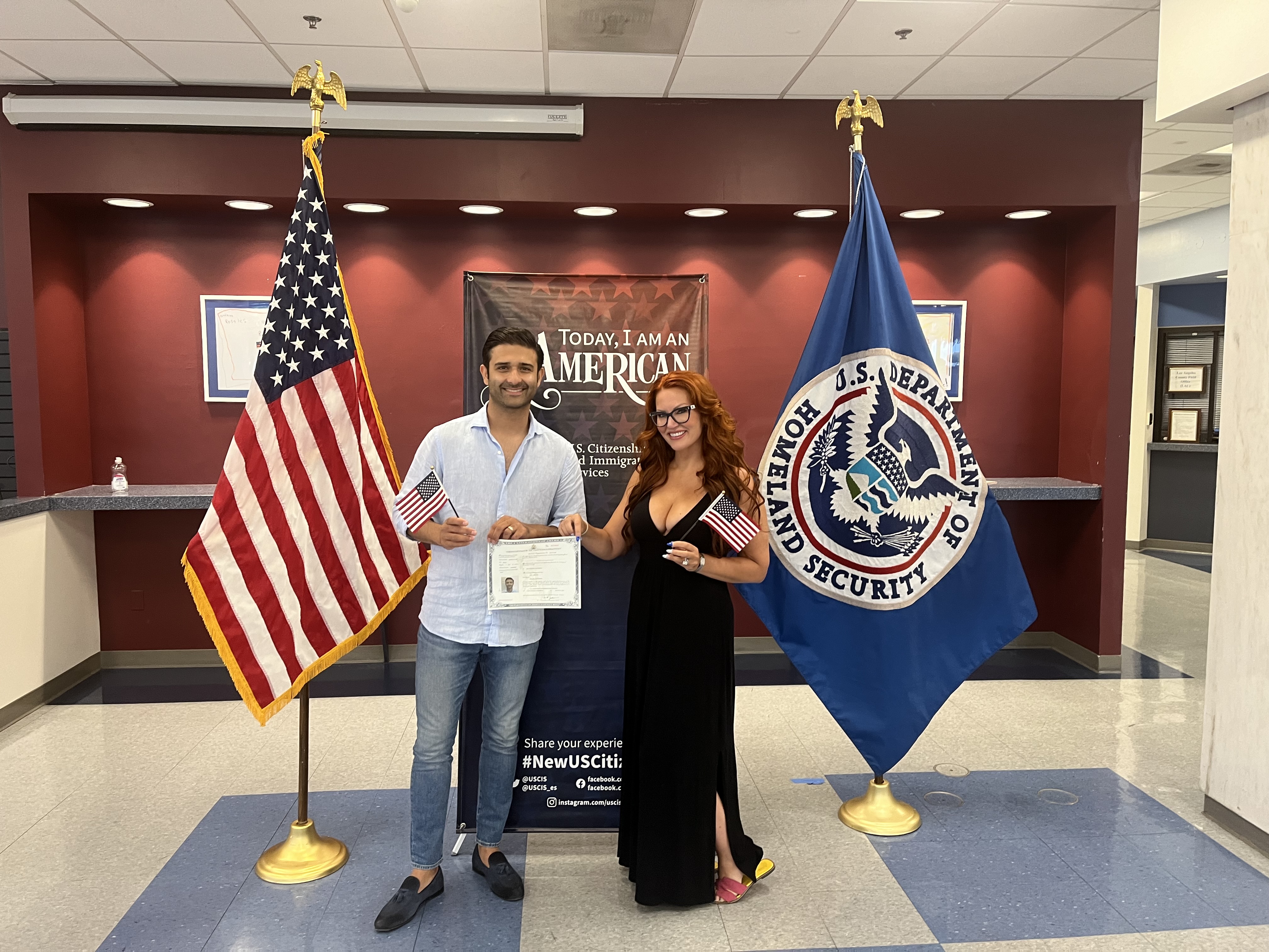 Comedian @aprilmacie officially welcomed her husband Arya Shoaee as a #NewUSCitizen in Los Angeles. Reflecting upon the big day April says, “Overall, I'm happy. It's a dream for him. There is a sense of pride. The American dream is real.” 
