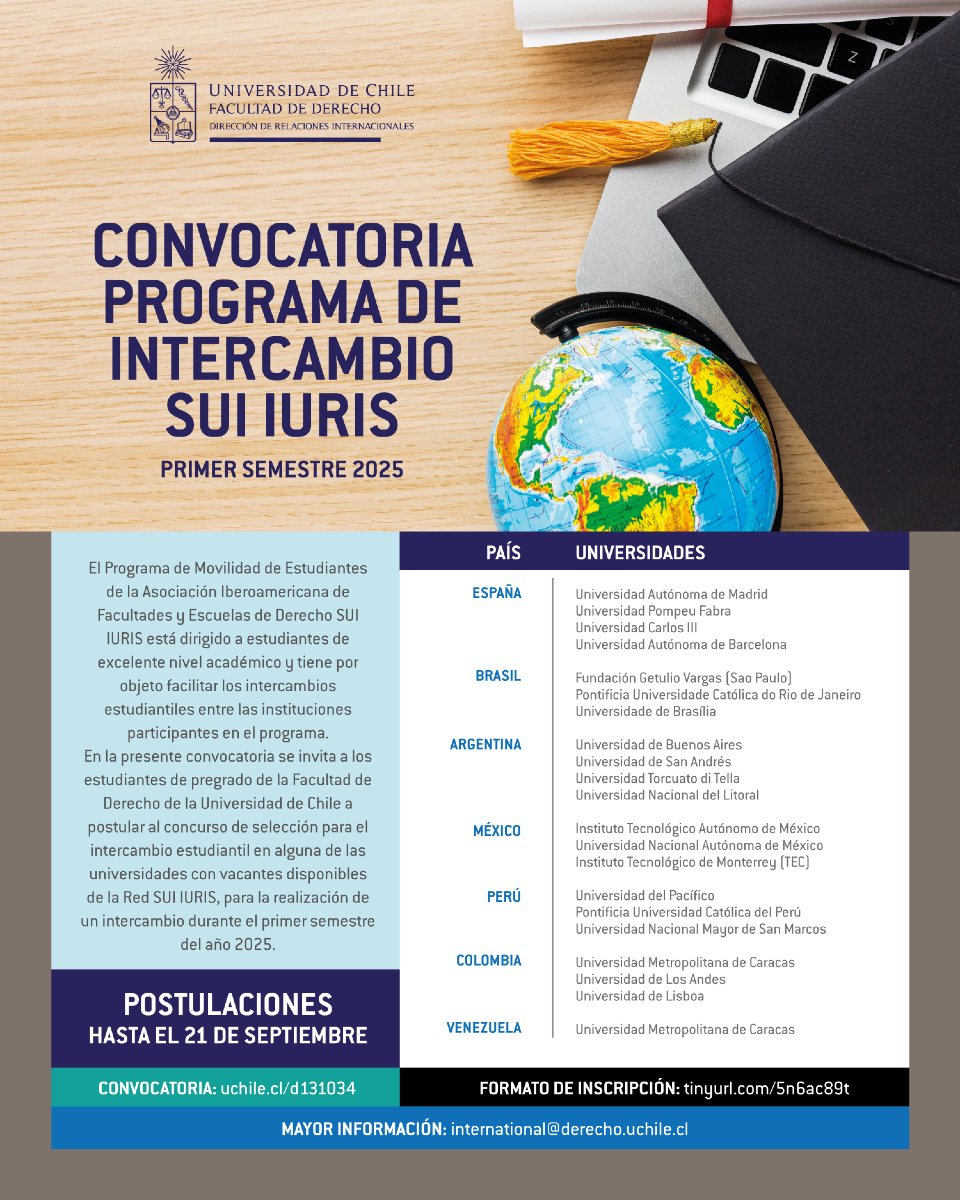#Convocatoria | Programa de Movilidad de Estudiantes de la Asociación Iberoamericana de Facultades y Escuelas de Derecho SUI IURIS 2025

📅Postulaciones hasta el 21 de septiembre 2024

🔗Revisa los detalles aquí 👉i.mtr.cool/unyftycrab