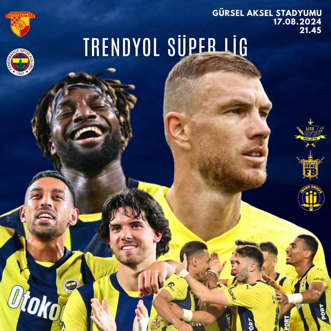 MalatyaGfb's tweet photo. 🔥Trendyol Süper lig 2.Hafta
🆚Göztepe
🕖21.45
🏡Bornova Stadyumu
📍Eski Konak ÇayEvi (Millet Bahçesi)
#unigfb https://t.co/59ov8MuJ1Q