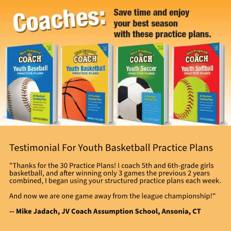 SportsFeelGood's tweet image. Practice Plans for Coaches: Baseball, Basketball, Soccer, and Softball.

Structured practice plans that are proven winners. Save time and get the most from your players!

#sports #coaching #basketball #softball

sportsfeelgoodstories.com/practice-plans/