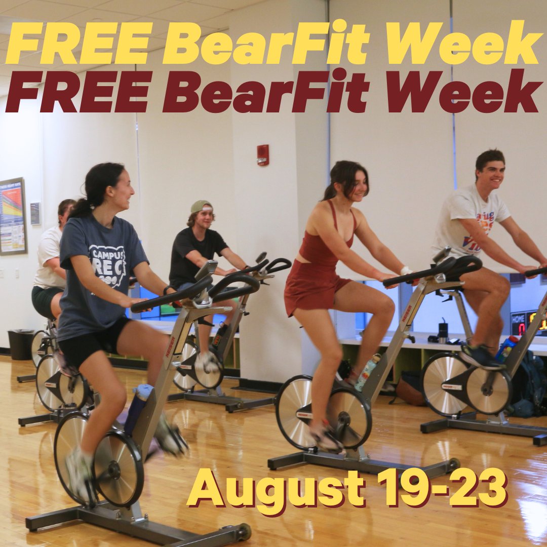 _MSUCampusRec's tweet image. Its FREE BearFit week starting August 19! Come try out all our classes for FREE!
Paddleboard Yoga, Sunrise &amp;amp; Sunset Cycling, Zumba, and HIIT! Start off the semester with the very best at getting active!