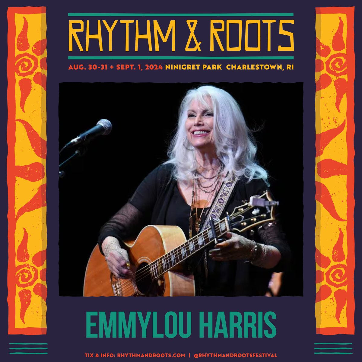 Emmylou Harris (@emmylousongbird) on Twitter photo Charlestown! Don't miss Emmylou at <a href="/RRFestival/">Rhythm & Roots Festival</a> on August 30 rhythmandroots.com/buy-tickets/ Charlestown! Don't miss Emmylou at <a href="/RRFestival/">Rhythm & Roots Festival</a> on August 30 rhythmandroots.com/buy-tickets/