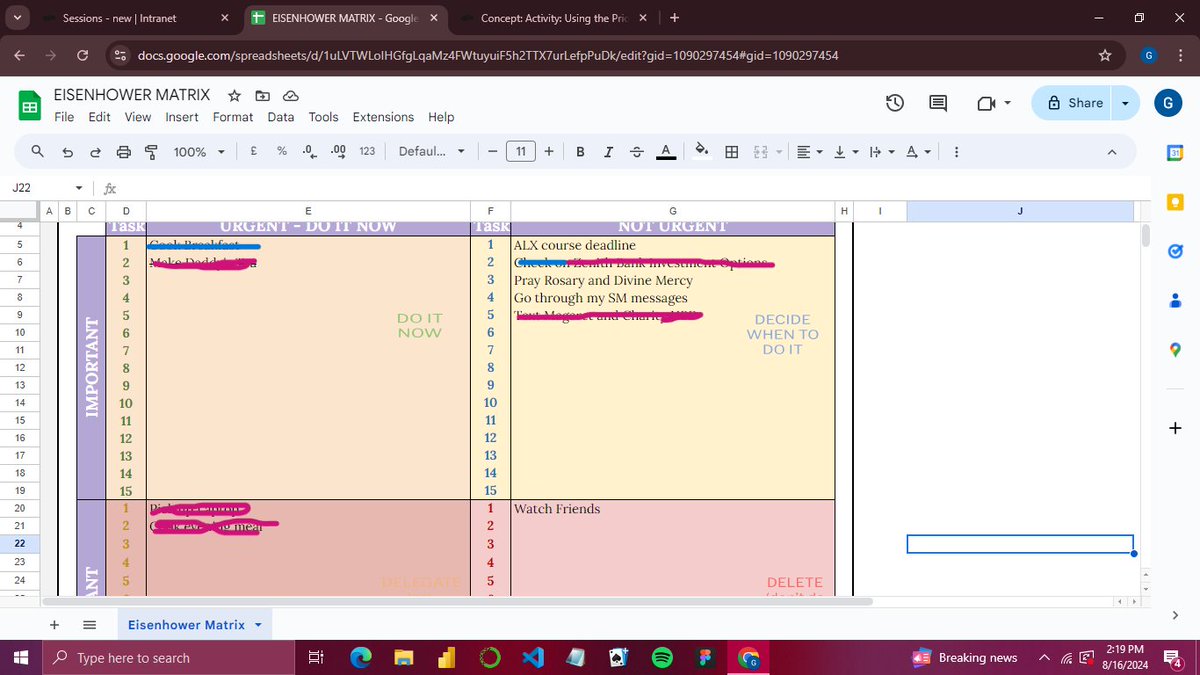 JGCurie's tweet photo. Improving time management and Google Sheets skills at the same time, if multitasking was a person.......  😅#Alxva #virtualassistant https://t.co/w0gWXSLIAc