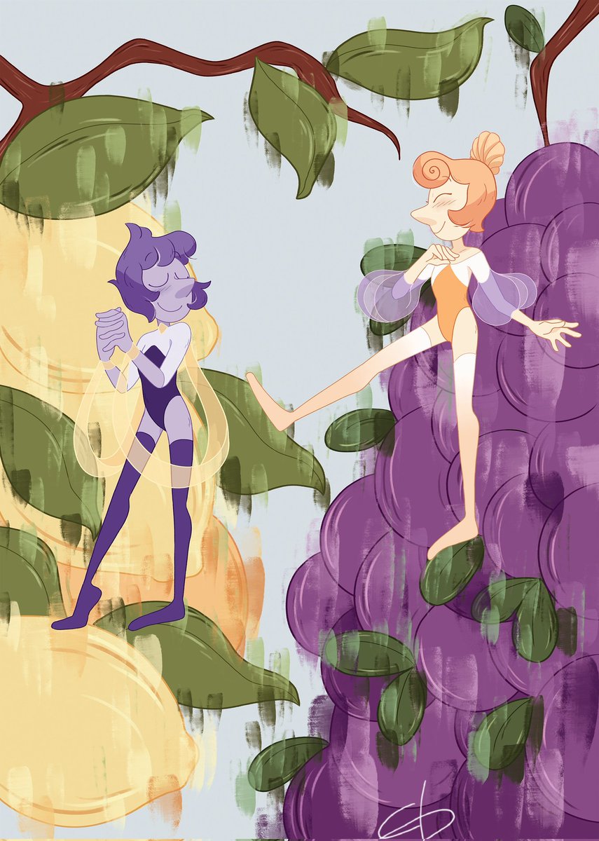 Reposting an old zine piece with my gemsonas (Lavender and Champagne Pearls) because I miss SU and I miss gemsonas!

[ #RenewStevenUniverse ]
