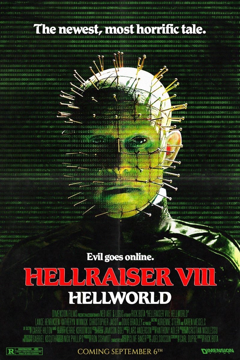 EugWSerra's tweet photo. On September 6, 2005, Hellraiser: Hellworld premiered. It was the last time Doug Bradley appeared as Pinhead and it features not only Lance Henriksen but also a pre-Superman/Witcher Henry Cavill. #HellraiserHellworld #DougBradley #LanceHenriksen
#HenryCavill https://t.co/FKl7duBUMx