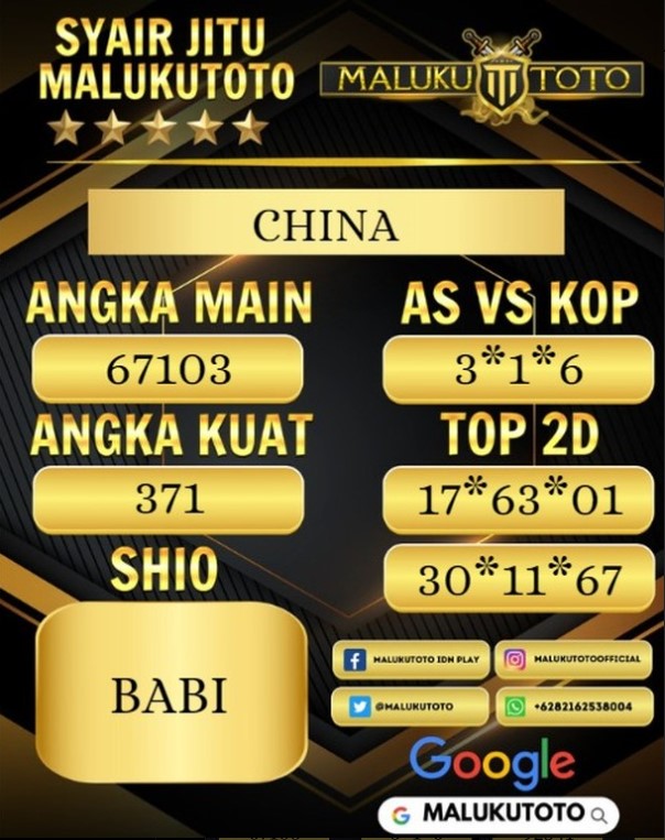 malukutoto's tweet photo. Prediksi togel CHINA 17 AGUSTUS 2024
 .
 .
 #prediksichina
 #prediksitogelchina
 #prediksitogelchinahariini
 #prediksitogelhariini
 #prediksitogel
 #nomorchinaottery
 #paitochina
 #syairchina
 #kodesyair
 #forumsyair
 #malukutoto https://t.co/6QZYGVibDT