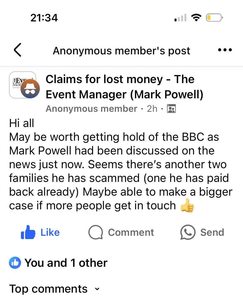 kariokeperry's tweet photo. @BBCSussex @BBC_HaveYourSay @BBCNews you featured Mark Powell Event Manager BBC South Today. He’s ripped off 100s of families. I’m owed £1100 4 Wimbledon &amp; Killers ticket never supplied. Look at Facebook group set up against him. How do we get £ back? https://t.co/wlvYwKlcSi