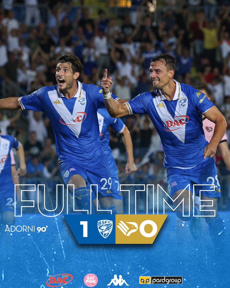 BresciaOfficial's tweet photo. 90’ | FULL TIME 🔚

Termina 1-0 tra Brescia e Palermo ⚪️🔵

#BREPAL #ForzaBrescia #SerieBKT https://t.co/Xqd75rpGXH
