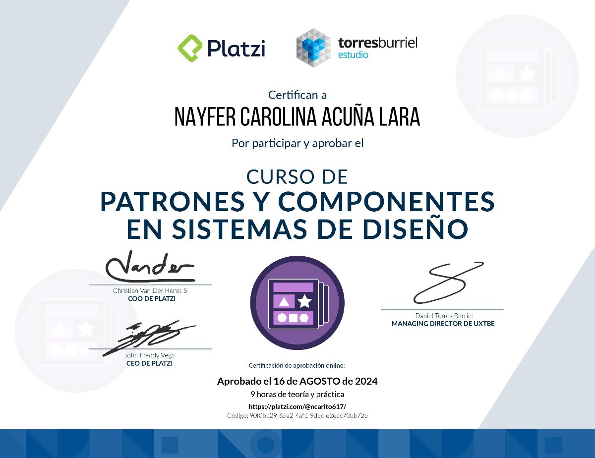 ncarito617's tweet photo. ¡Aprobé el Curso de Patrones y Componentes en Sistemas de Diseño en @Platzi! #NuncaParesDeAprender https://t.co/1UeGoP7wcb 

No pares de aprender! https://t.co/XlaNkQNewL