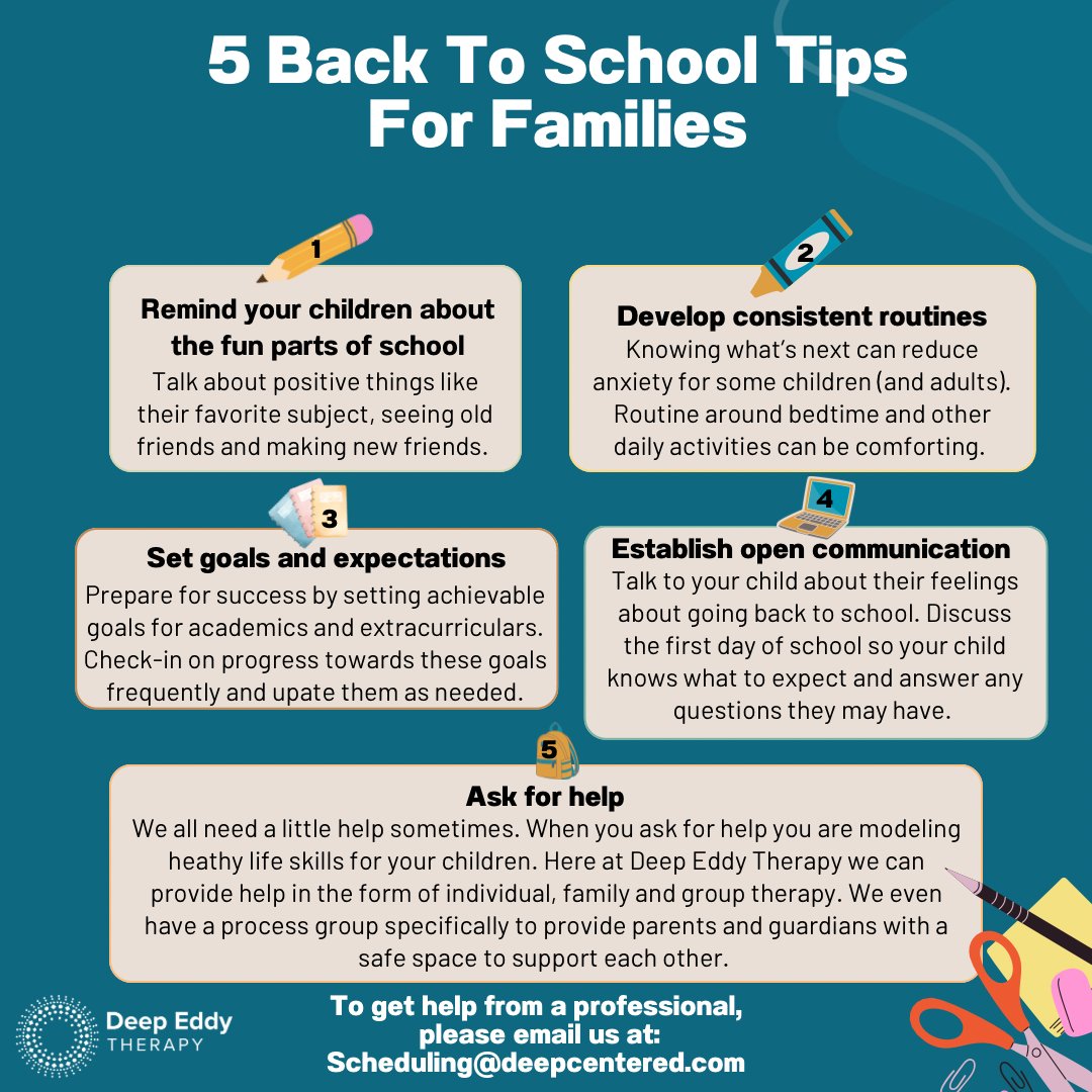 DEPsychotherapy's tweet photo. 5 Back to School Tips for Families! https://t.co/PorH6CNUAU