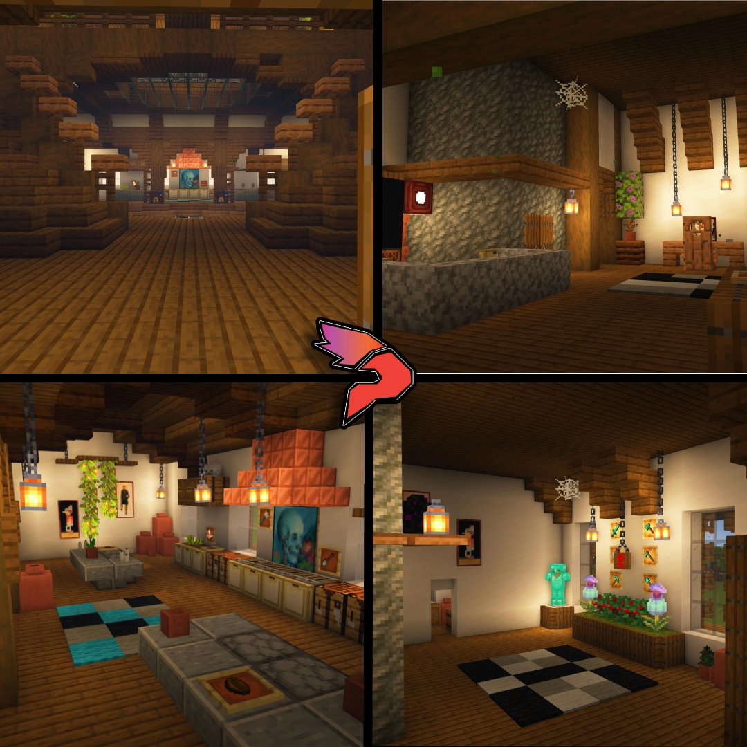 Th3PhoenixYT's tweet photo. Dropped the exterior weeks ago, just finished up the interior, Let me know what you think below! #Minecraft https://t.co/hlJyYdZeuS