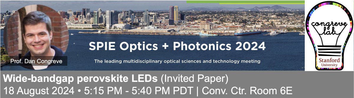CongreveLab's tweet image. Will you be at @SPIEtweets in San Diego this week?
Check out our fearless leader, @dncongreve, highlight some awesome LED work from the group!