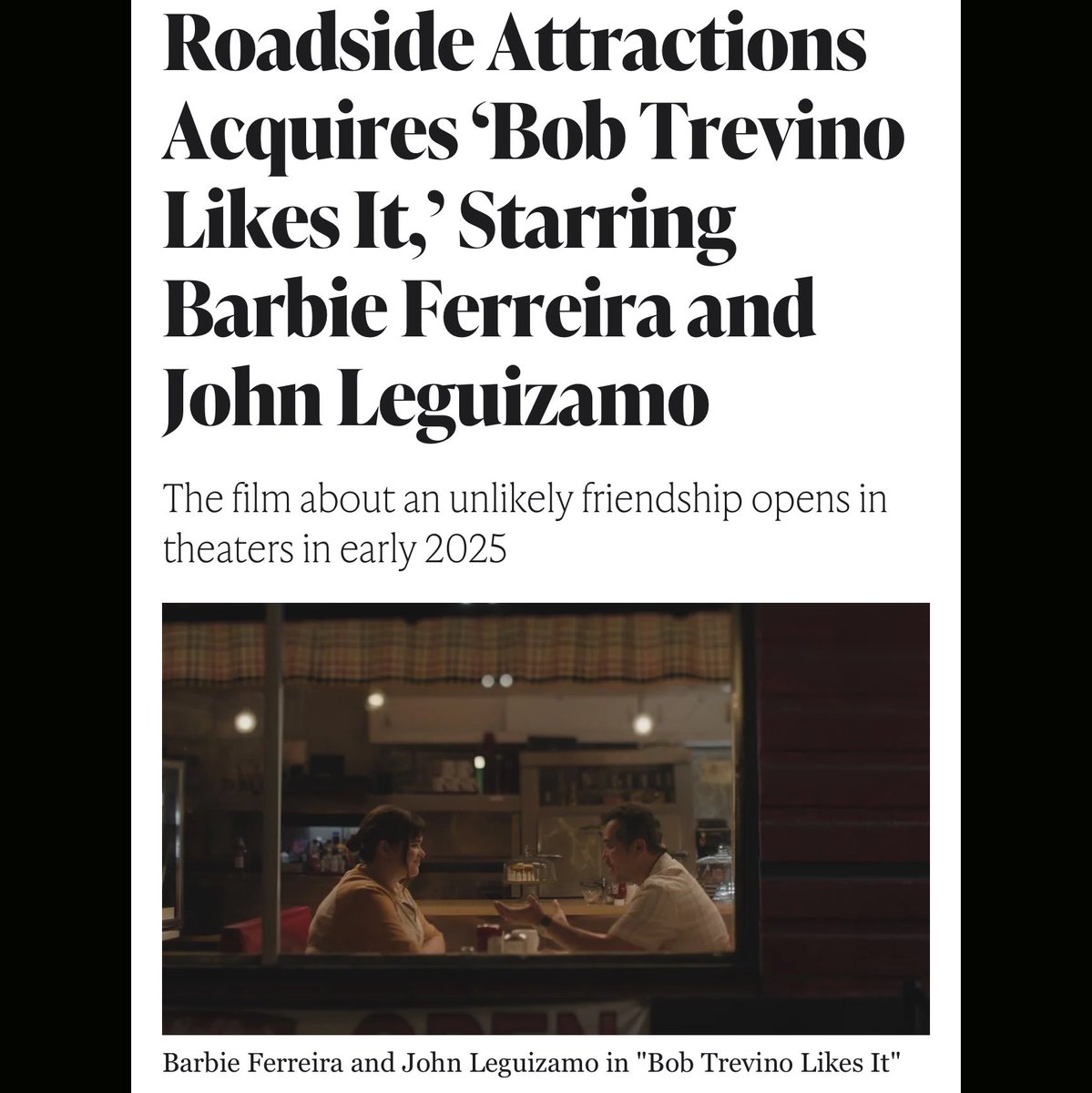 JohnLeguizamo's tweet photo. Excited for y’all to finally see this amazing indie flick! Loved working on BOB TREVINO LIKES IT, it will make you laugh and make you cry. https://t.co/hwyol63SrS