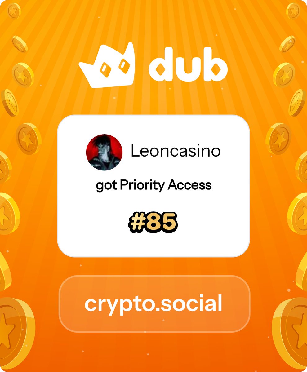 Leoncasinos's tweet photo. I just got Priority Access to Dub! Let’s make memecoins PvE again. Get in early™. https://t.co/23uZwgchnD https://t.co/FEuFhS4u88