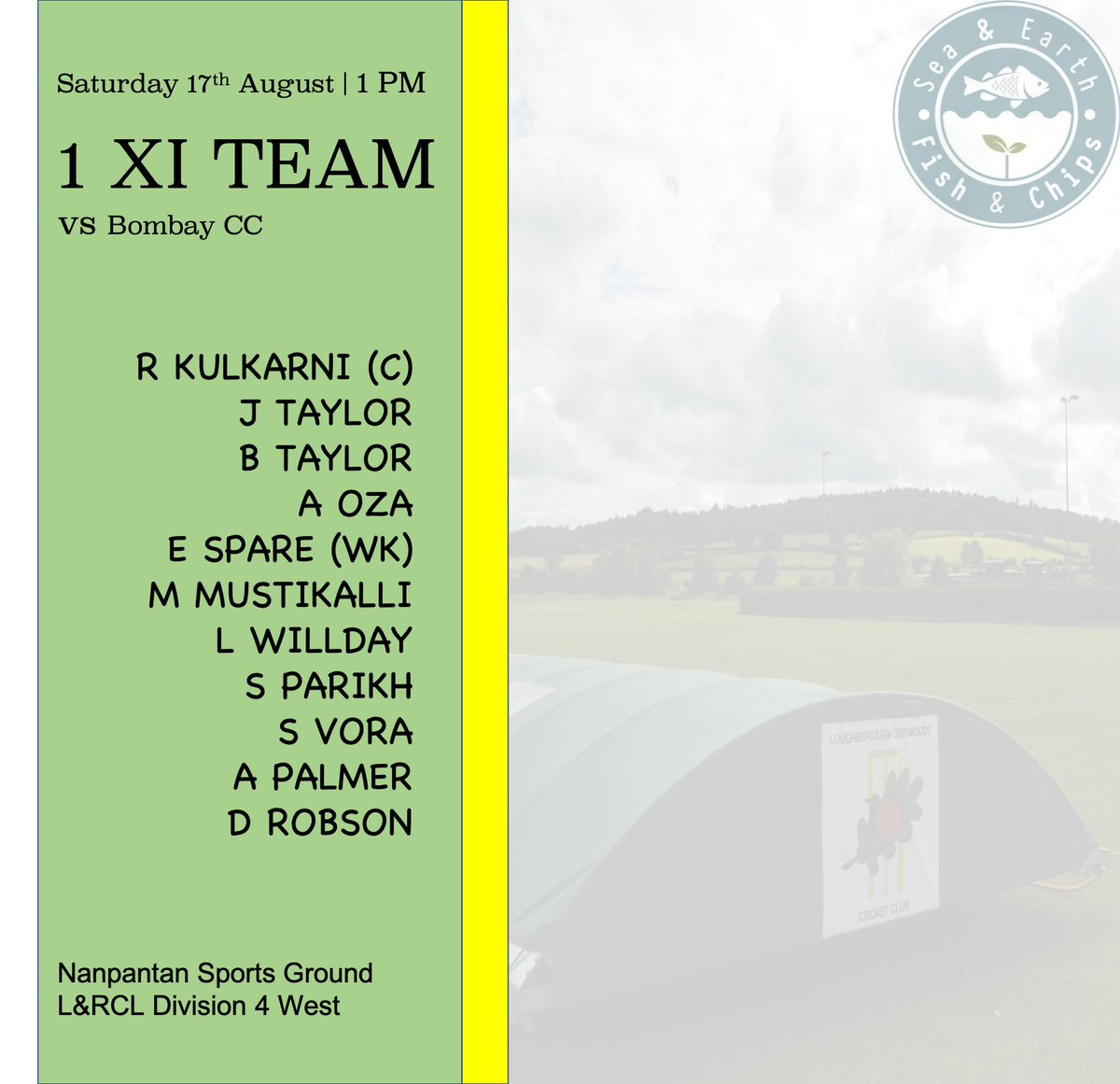 Just the one fixture this weekend with the 2s opponents forfeiting the fixture!

Good luck boys! 

#loveoutwoods #cricket