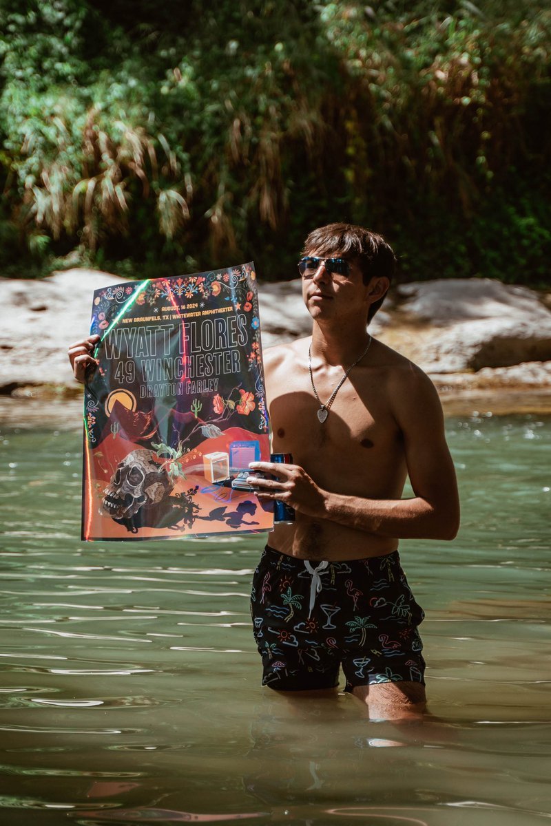 WyattFlores10's tweet photo. Not a bad way to spend the day before we hit the stage @WhitewaterRocks TONIGHT 

We’ll have a limited number of these incredible holographic posters by @chloetylerrr for sale at the merch booth and I’m gonna sign a few too! See y’all soon  🫡 

🎟️:https://t.co/uuq4qJ1JzY https://t.co/R0sKRzu1hV