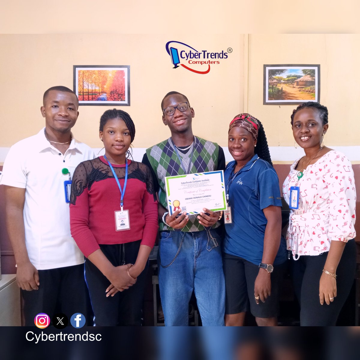 cybertrendsc's tweet photo. Congratulations to our amazing tech student (Techie Obiahu Donald Chinedu) on graduating from Cybertrends Computers. https://t.co/FDZuVcyme0