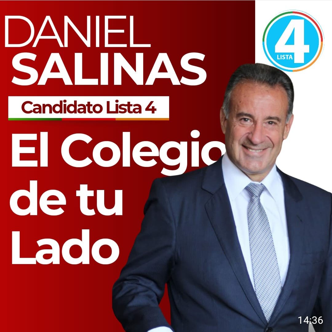El 29/8 votamos un nuevo colegio médico nacional Presidente <a href="/DrDanielSalinas/">Daniel Salinas</a>