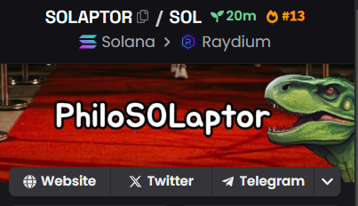 PhiloSOLaptor's tweet photo. 🎉 Trending Alert! 

We’re soaring! #PhiloSOLaptor is now #13 on #DEXScreener

🦖Thanks to our incredible community for making this happen! 🙌

🚀 Let’s not stop here! Keep the momentum going, share, like, and trade as we aim for the top! 🏆 

https://t.co/2jsurOP2iX https://t.co/pvK7Djc3R6