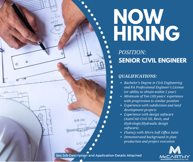 McCarthyEng's tweet photo. We are hiring a Senior Civil Engineer to lead our municipal, retail, commercial, industrial, and residential development projects. You will be responsible for designing and overseeing multi-acre developments. https://t.co/ZiYq4aqg0m  Email resume to info@mccarthy-engineering.com https://t.co/9R6naOLNaC
