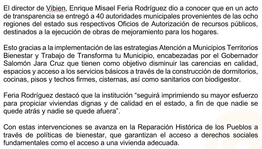 Con la inversión de 83 millones 240 mil pesos, el <a href="/GobOax/">Gobierno de Oaxaca</a> a través de Vivienda Bienestar (<a href="/ViBien_GobOax/">Vivienda Bienestar Oaxaca</a>) realizará 2 mil 448 acciones de vivienda que transformará la vida de 9 mil 792 oaxaqueñas y oaxaqueños.
