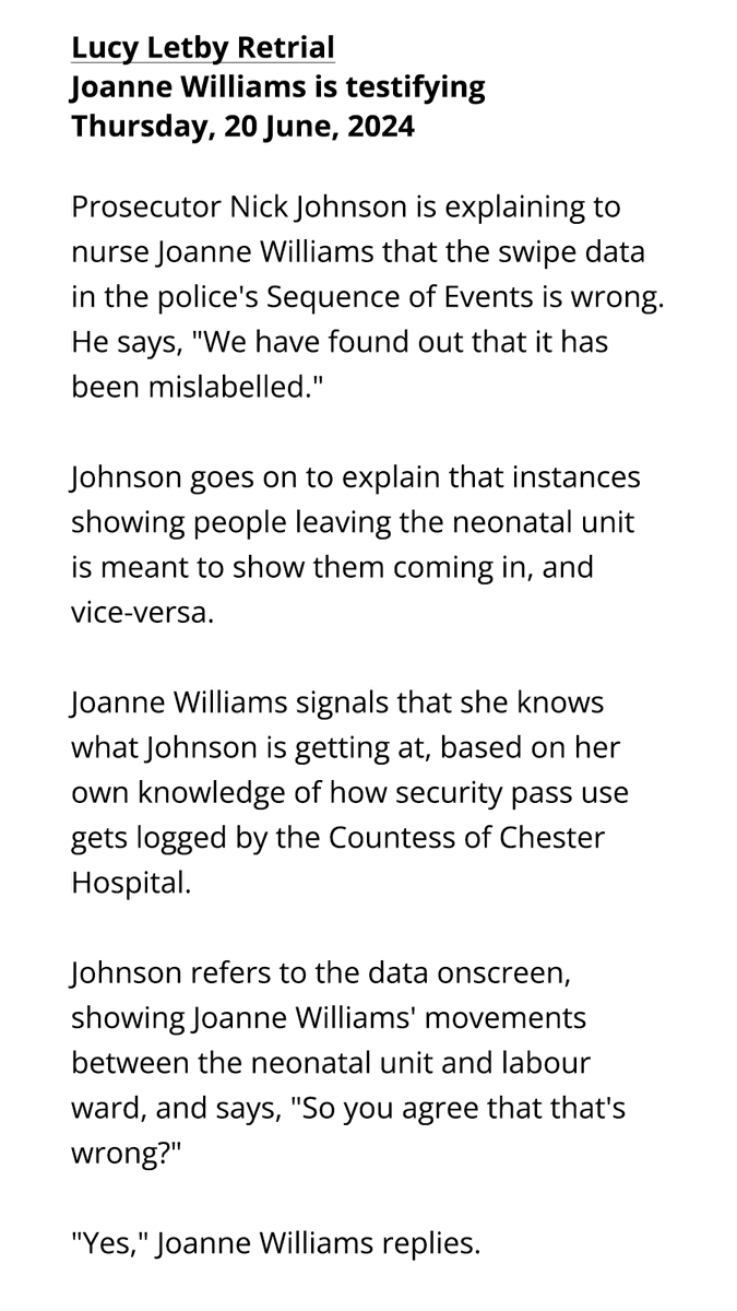 RexvsLucyLetby's tweet photo. Let's see if the CPS answers to Sir David Davis, now.
NONE of the credentialed journalists in court on 20th June 2024 reported what should be a crucial piece of evidence.
#LucyLetby
https://t.co/R87vv8XptH https://t.co/K8niFcgFQq