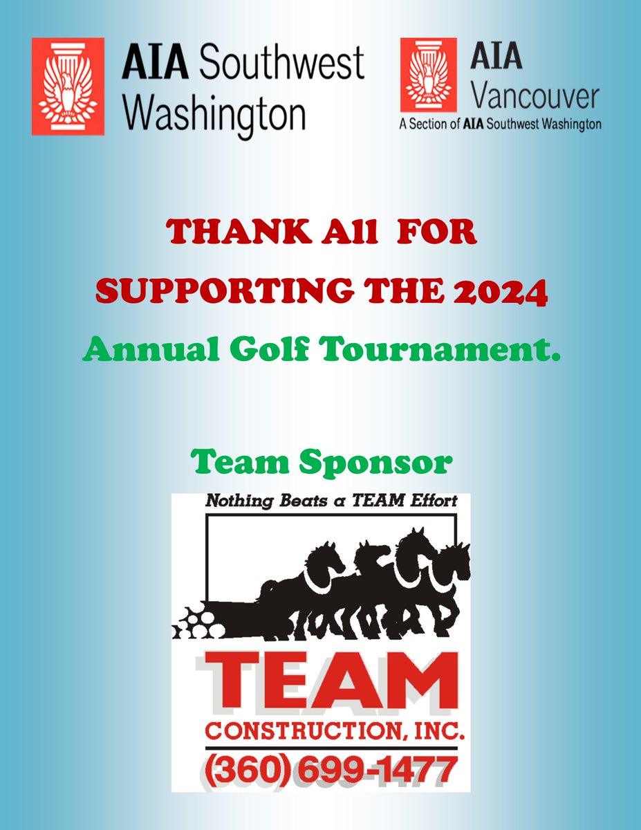 RyonErica's tweet photo. THANK YOU FOR YOUR SUPPORT OF THE 2024 AIA SW WASHINGTON - VANCOUVER GOLF TOURNAMENT https://t.co/0v8gzzkm8U