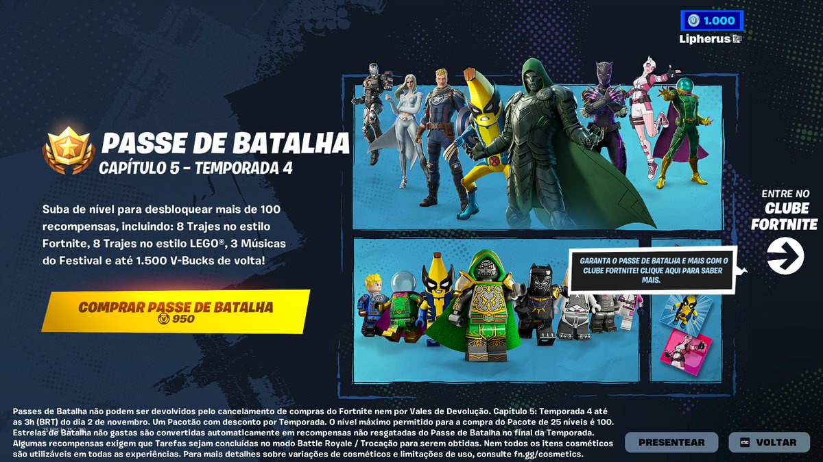 lipherus's tweet photo. O primeiro passe da Marvel a gente nunca esquece! 😅 Como já esperava não tem nenhuma skin a qual eu não tenha interesse. Dessa forma, o plano é fazer tudo que for possível nesta que espero ser a melhor temporada do ‘Fortnite’! 

E pra todos que tmb vão de passe: boa sorte! 👊 https://t.co/wM3sfmAd0q