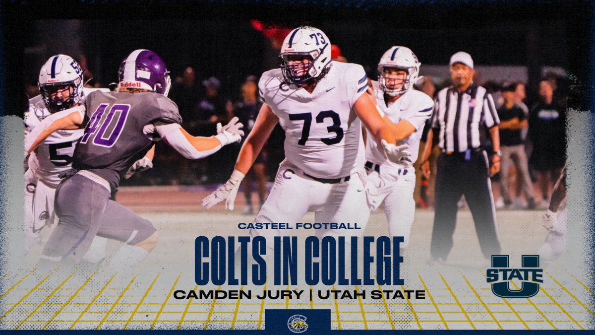 Casteel Football (@casteelfootball) on Twitter photo Let's go <a href="/CamdenJury/">Camden Jury 6'7" 315 OL</a>! Good luck to you and the <a href="/USUFootball/">USU Football</a> program on your upcoming season!
<a href="/CoachNewcombe/">Bobby Newcombe</a> <a href="/CasteelAthletic/">Casteel Athletics</a> <a href="/casteeltdclub/">Casteel TD Club</a> <a href="/AriannaGrainey/">Arianna Grainey</a> Let's go <a href="/CamdenJury/">Camden Jury 6'7" 315 OL</a>! Good luck to you and the <a href="/USUFootball/">USU Football</a> program on your upcoming season!
<a href="/CoachNewcombe/">Bobby Newcombe</a> <a href="/CasteelAthletic/">Casteel Athletics</a> <a href="/casteeltdclub/">Casteel TD Club</a> <a href="/AriannaGrainey/">Arianna Grainey</a>