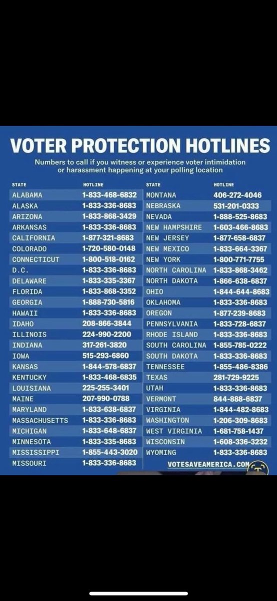 Important voter protection numbers for each state 🗳️