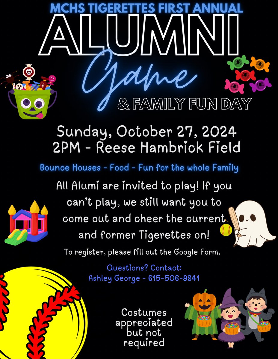 Calling all Tigerette softball ALUMNI!

Link to register is below!

**if you’re planning to attend but can’t play, please still fill out the form**

shorturl.at/D0vJ4

#ShareShareShare 

<a href="/mchs_tigerstn/">Marshall County High School (TN)</a>  <a href="/MCHS_Fball/">Marshall County Football</a>  <a href="/MarshallCoBask1/">Marshall Co Basketball</a>  <a href="/MarshallT1ger/">Marshall Tiger</a>  <a href="/jperry_2/">Dr. Justin Perry</a> <a href="/DannyPickle1/">Coach Pick</a>