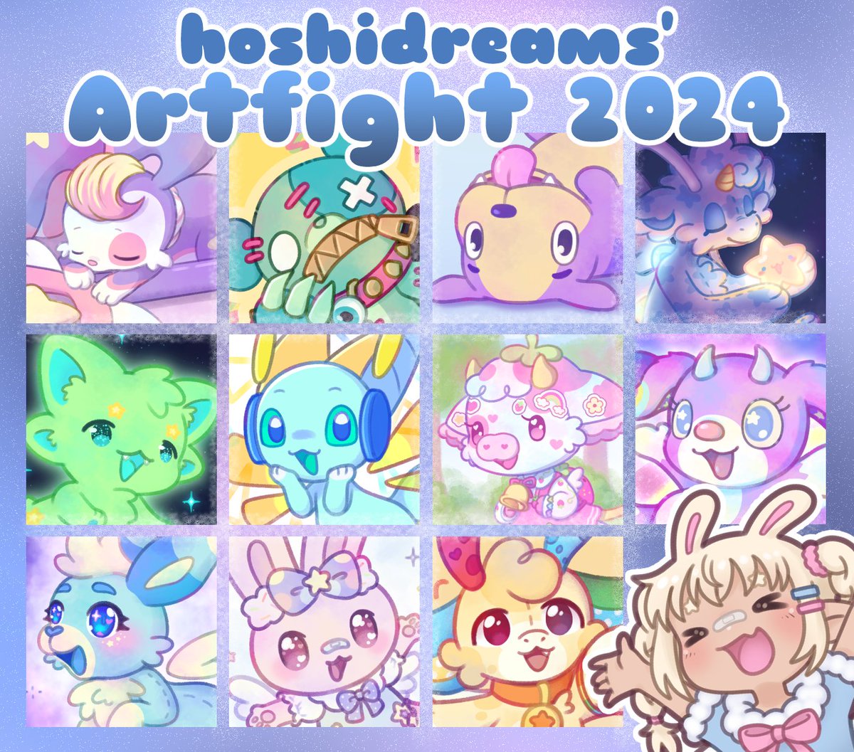hoshidreams_'s tweet photo. Thank you for making my first ArtFight so wonderful!
I couldn't get to everyone I wanted to draw 🥹 so I already have a big list for next year heheh
I feel really motivated to improve my art style now too~ https://t.co/wYOcOAXuVo