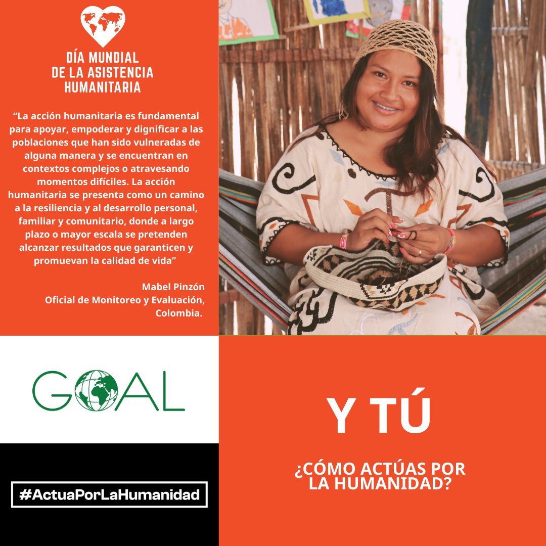GOAL_Colombia's tweet image. 📢 #ActúarPorLaHumanidad  refleja la labor de nuestro GOALie  Mabel Pinzón, Oficial de Monitoreo y Evaluación, al promover acciones en pro de las comunidades:

#GOALContigo
@OCHACOLOMBIA @HumanitarianCol @GOAL_Global @IrelandColombia