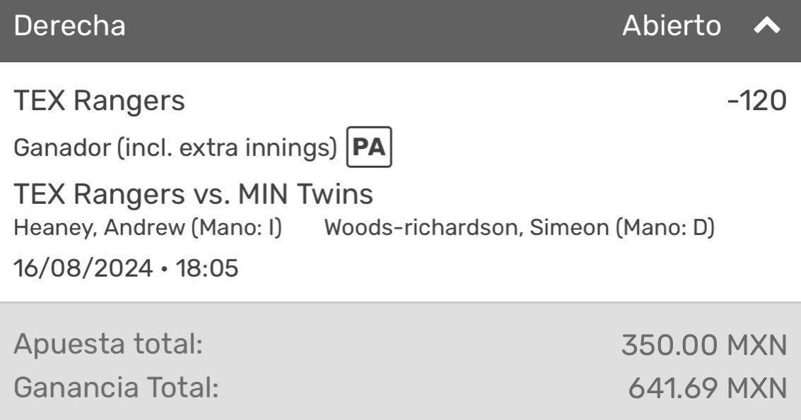 #MLB🇺🇸
🗓️Viernes 16/Agosto
1U = 💰$350

🔸Reds ML [-140] (1u)
🔸Rangers ML [-120] (1u)