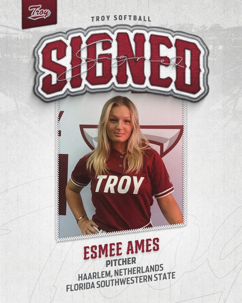 𝙁𝙧𝙤𝙢 𝙩𝙝𝙚 𝙃𝙤𝙡𝙡𝙖𝙣𝙙 𝙩𝙤 𝙩𝙝𝙚 𝙒𝙞𝙧𝙚𝙜𝙧𝙖𝙨𝙨🇳🇱

Let’s all welcome Esmee Ames to the Troy softball family.

#E³ | #OneTROY ⚔️🥎