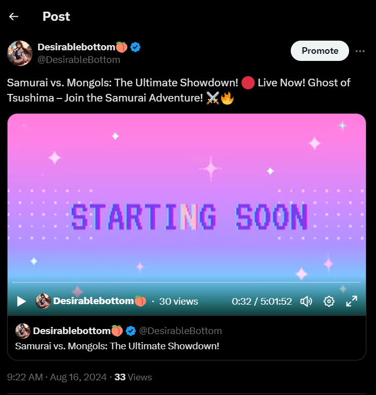 DesirableBottom's tweet image. Huge shoutouts to the 30v Today on #XStreaming Also! 
Thank you so much for the resub, @GamingLojik ! Your support means the world to me, and I couldn’t keep creating content without amazing people like you. Welcome back to the #DesirableNation CommUNITY! Don’t forget to enjoy