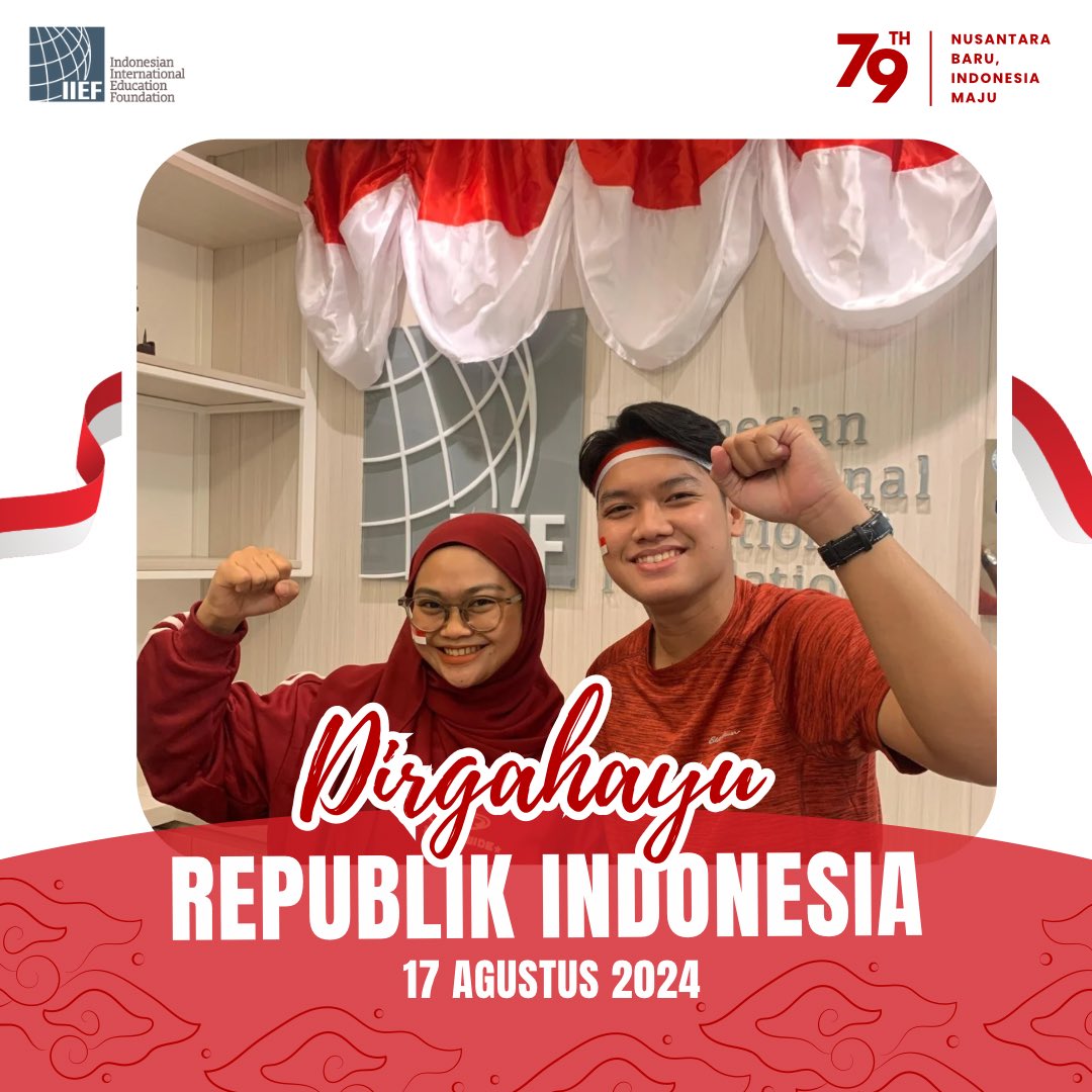 IIEFJakarta's tweet photo. Kemerdekaan adalah awal dari perjalanan panjang untuk mencapai cita-cita bangsa. Semangat optimisme dan harapan terus dijaga agar Indonesia bisa menjadi negara yang maju, adil, dan Makmur.

Dirgahayu Republik Indonesia 🇮🇩

#HUT_RI_79 #merdeka #toeflitp #sahabatIIEF #17Agustus https://t.co/NESSTIHGG0