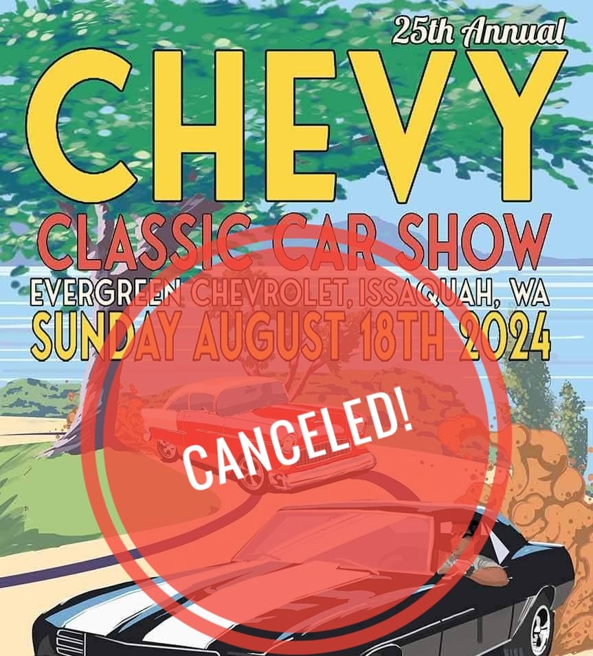 NWChevyClub's tweet photo. #CANCELED# We are sorry to inform everyone, due to issues with the city, this has been canceled. All pre-registered vehicles will be refunded! https://t.co/Uz5e3UAyt5