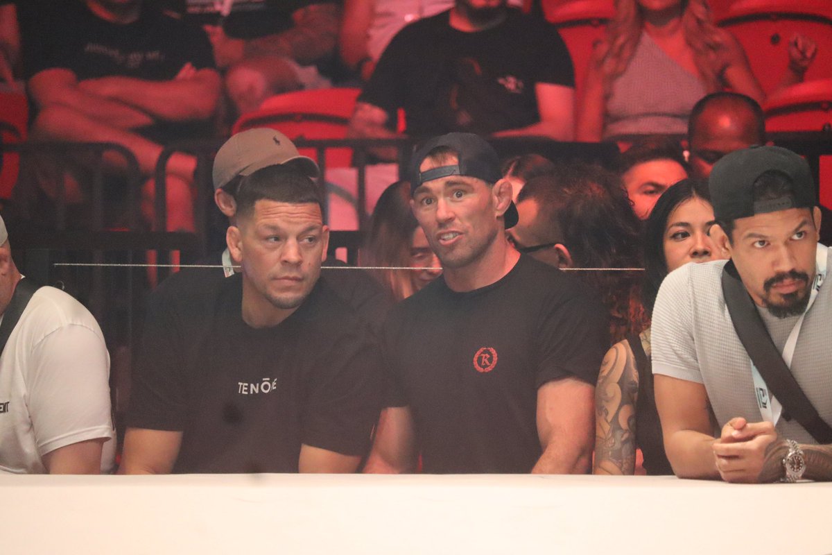 AlexBehunin's tweet photo. Nate Diaz and Jake Shields are in the building for #CJI https://t.co/6iZ2P2oteA