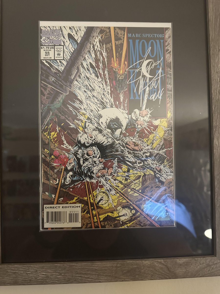 daveofford's tweet photo. @BTCRich Moon Knight 55 that I got signed by Stephen Platt back in the early 90s. It's so funny you posed this question, a few weeks back I started a Substack with a buddy called Key To Me Comics, all about books that are, well, key to me and not always super sought after. https://t.co/VOZQVrUF1o