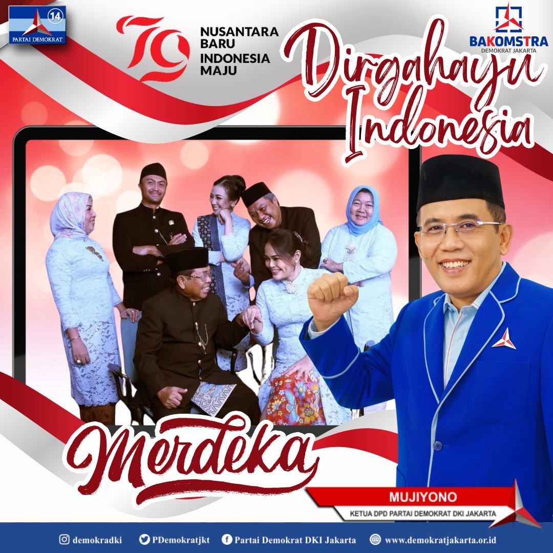 Selamat HUT Kemerdekaan RI 17 Agustus 2024! Makmur dan sejahtera untuk kita semua. Mari kita bawa nama Indonesia semakin mendunia dengan segala perbedaan yang ada. Merdeka Indonesiaku!

#DemokratS14P
#kemenanganbersama2024