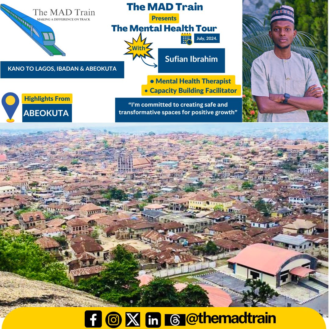 sufian__ibrahim's tweet photo. It's "Highlights from Abeokuta!" 🥳

Highlights from @themadtrain 's Mental Health Tour in Abeokuta 🤗

It was a powerful and transformative mental health tour across the beautiful and historic city of Abeokuta! https://t.co/V3shzylmQ9