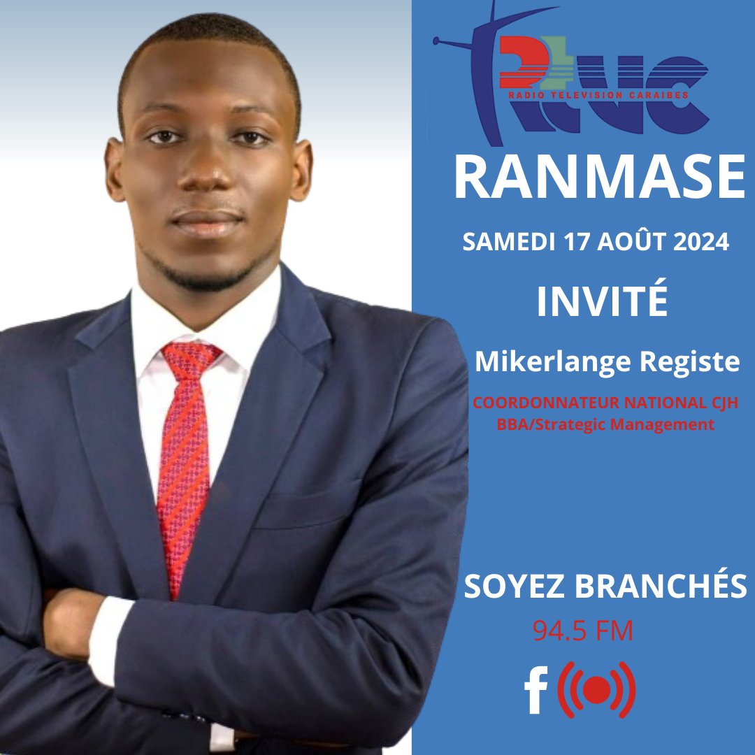 Je prendrai part au panel de jeunes qui auront à apprécier le thème:  "Kisa jèn yo vle ? " à l'émission "RANMASE"  de ce samedi 17 août 2024.