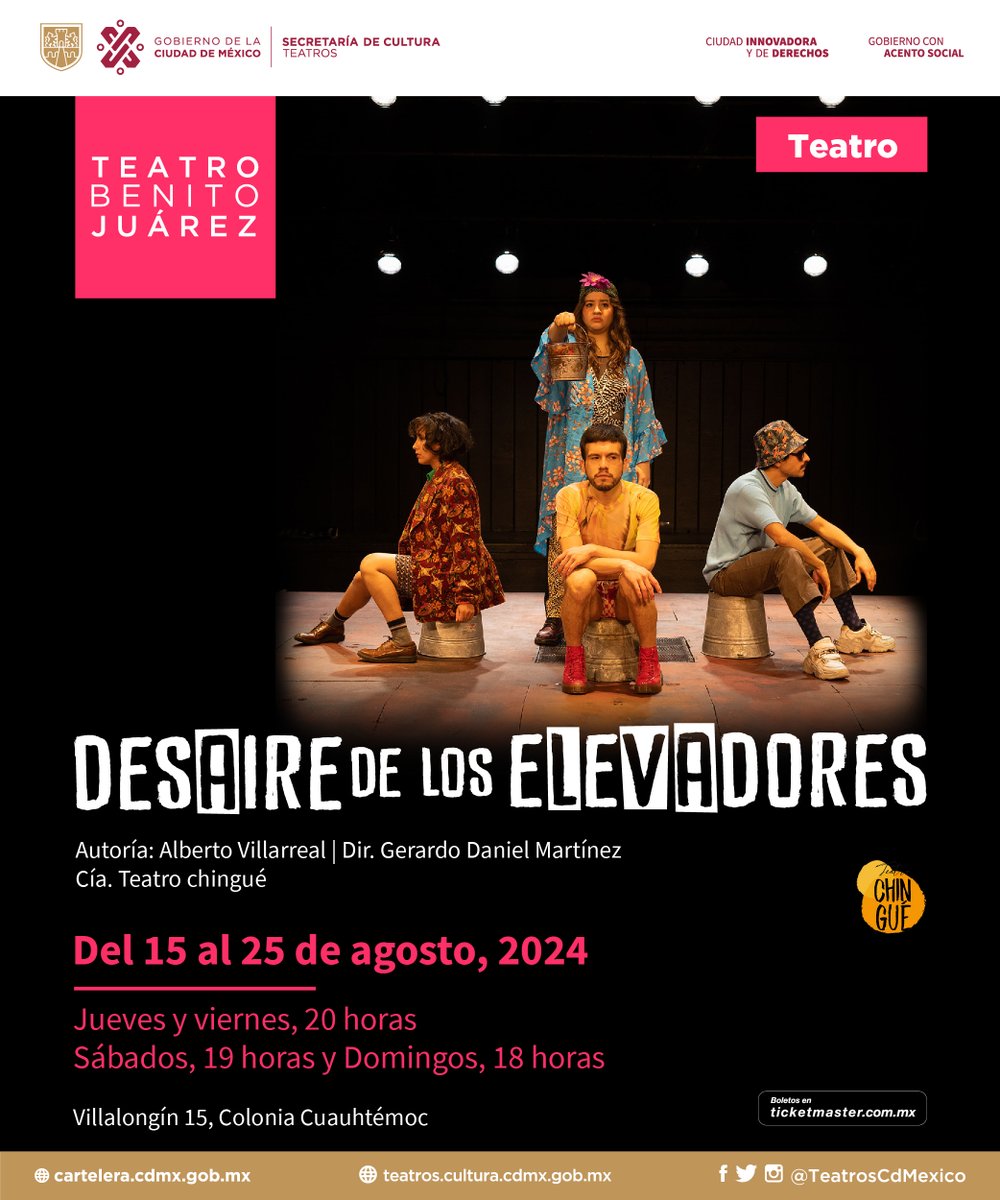 Ocho personajes hablan de sus soledades, miedos y abandonos, en un mundo en el que las relaciones no son garantía de la compañía mutua y el fracaso es la huella inevitable del contacto humano.

Te esperamos hoy en #DesaireDeLosElevadores, a las 19 h en #TeatroBenitoJuárez.