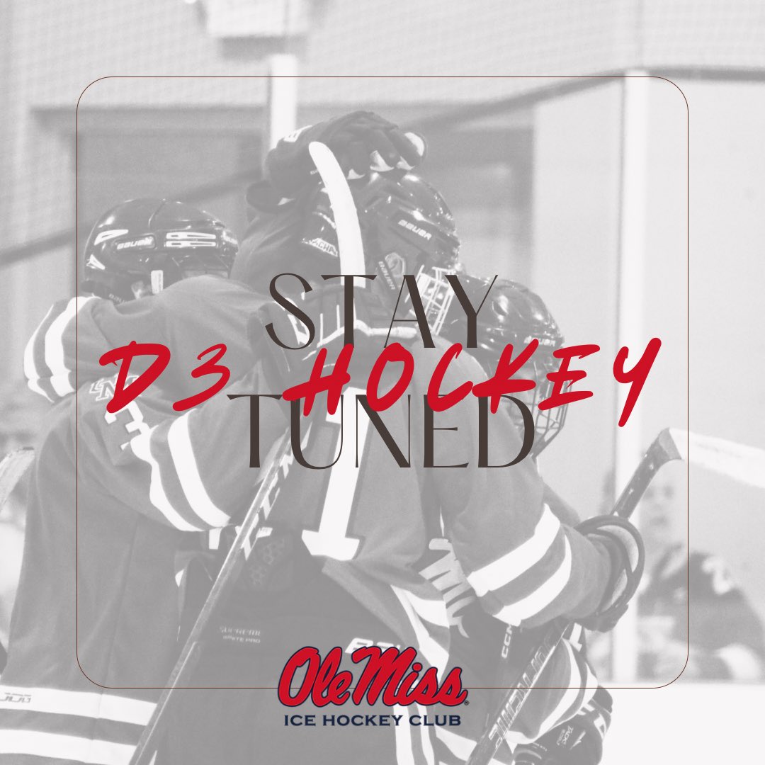 OleMissHockey's tweet photo. With the season starting soon, we’d like to welcome our new D3 team! Be sure to follow @olemisshockeyd3 as this journey starts and for updates all season long!

Don’t forget - Tryouts are August 20-22‼️

#IceRebs x #HockeyToddy https://t.co/XSwSRa3O5n
