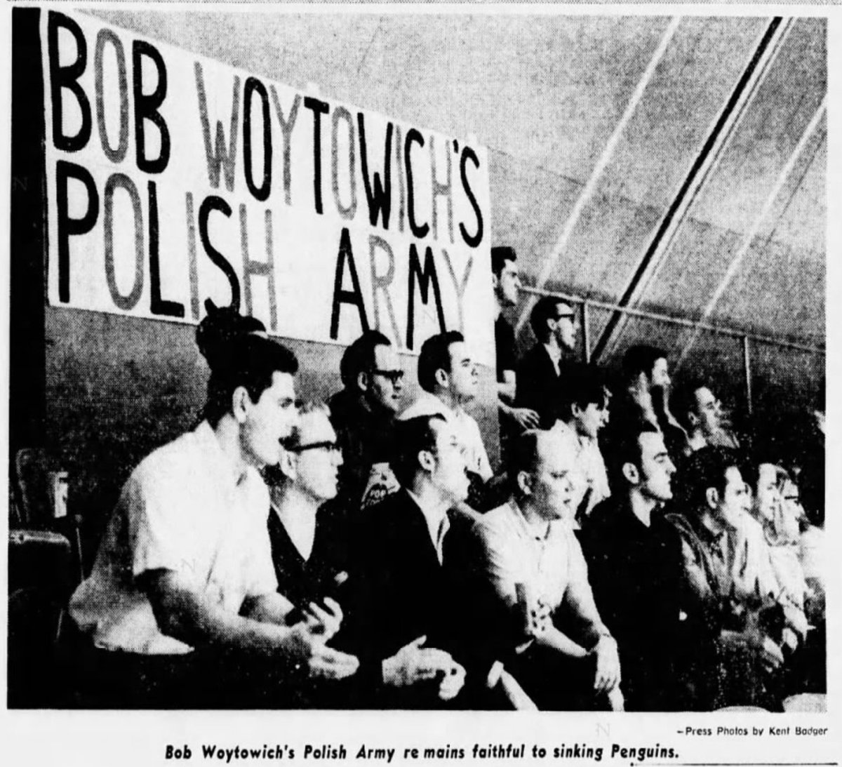 hockey_samurai's tweet photo. Rugged Defenseman Bob Woytowich endeared himself to Pens' fans so much that he had his own cheering section &amp; fan club. To join Woytowich's Polish Army there were 2 rules: You needed money to buy GA seats &amp; you could never say something complimentary of the opponent. Ever. https://t.co/PvbrGezo6c