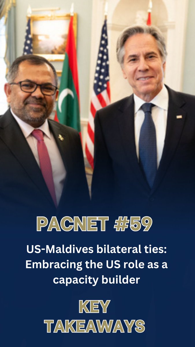 PacificForum's tweet photo. 🚨 #PacNet 59 is live!
Chiquita Widjaja from @IR_TokyoIU examines the growing US-Maldives relationship, focusing on the US's role as a capacity builder.

Explore how this partnership is influencing regional stability: https://t.co/T4i4RAgqZa

#USMaldives  #PacificForum https://t.co/nP94w1Ubyt